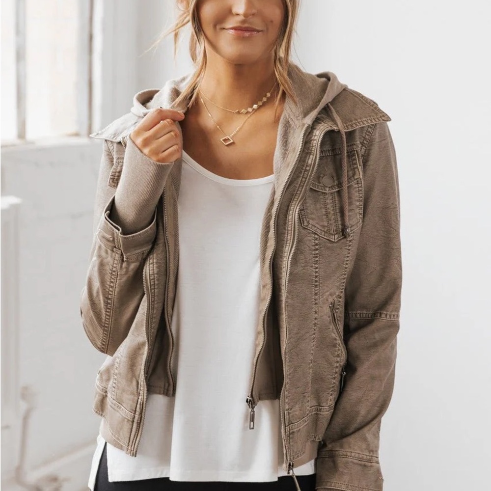 Chic Moto Vegan Leather Grey Jacket